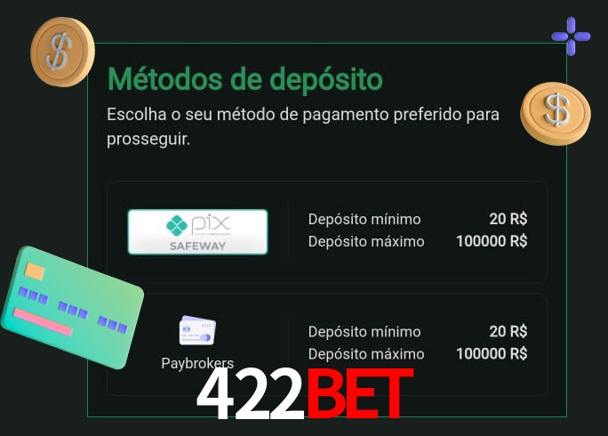 O cassino 422Bet oferece uma grande variedade de métodos de pagamento
